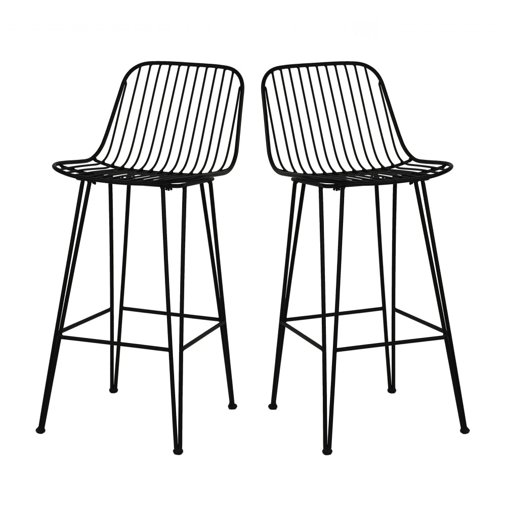 Ombra - Lot de 2 chaises de bar design en métal 67cm - Couleur - Noir