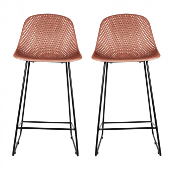 Diamond Mesh - 2 Tabourets de bar en plastique et métal