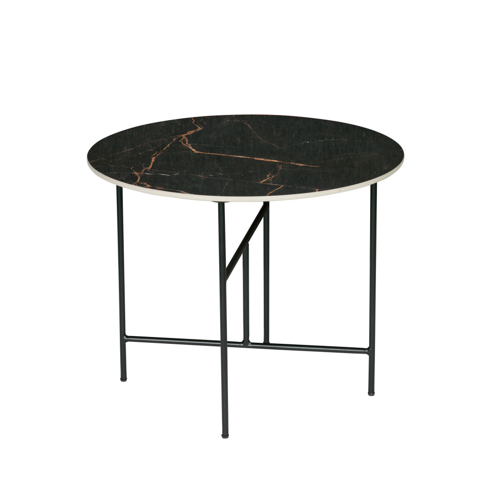 Vida - Table basse en porcelaine effet marbre 48xØ60 - Couleur - Noir