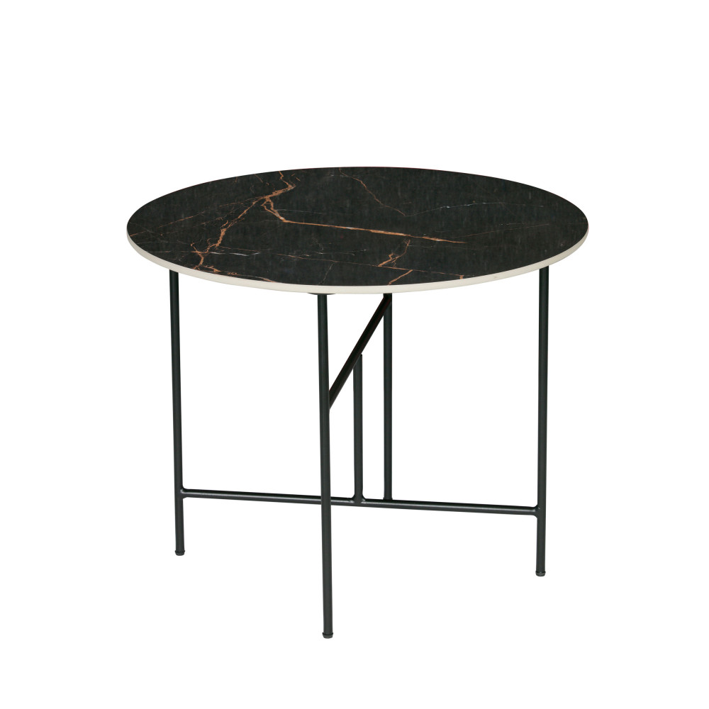 vida - table basse en porcelaine effet marbre 48xø60 - couleur - noir