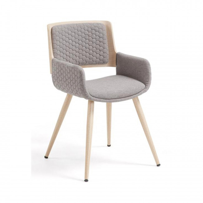 Grijota - Fauteuil capitonné en chêne et tissu