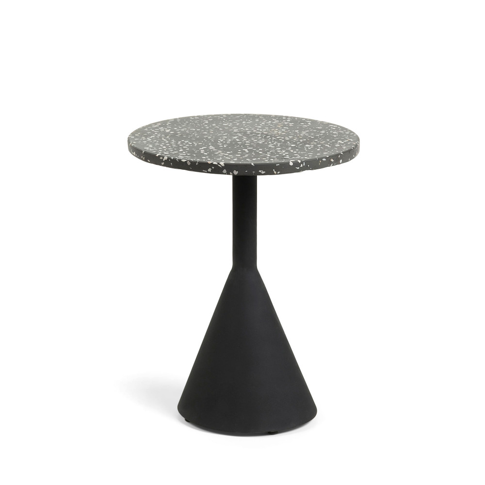 Mieres - Table d'appoint en terrazzo ø40 cm - Couleur - Noir