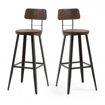 Rozadas - 2 tabourets de bar de jardin en bois et métal