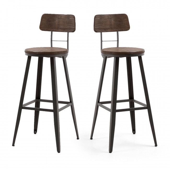 Rozadas - 2 tabourets de bar de jardin en bois et métal