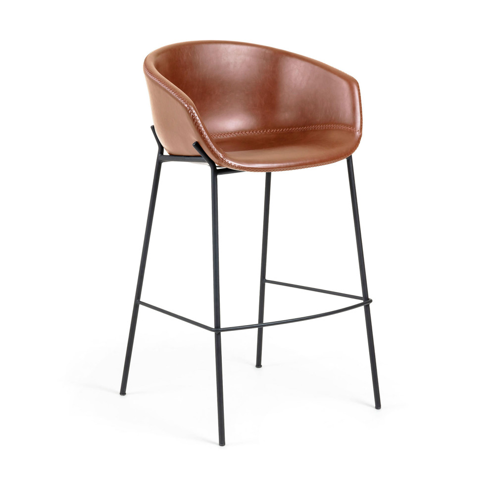 benalua - tabouret de bar en métal et simili 74cm - couleur - marron