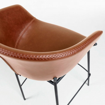 Benalua - Tabouret en simili-cuir et velours