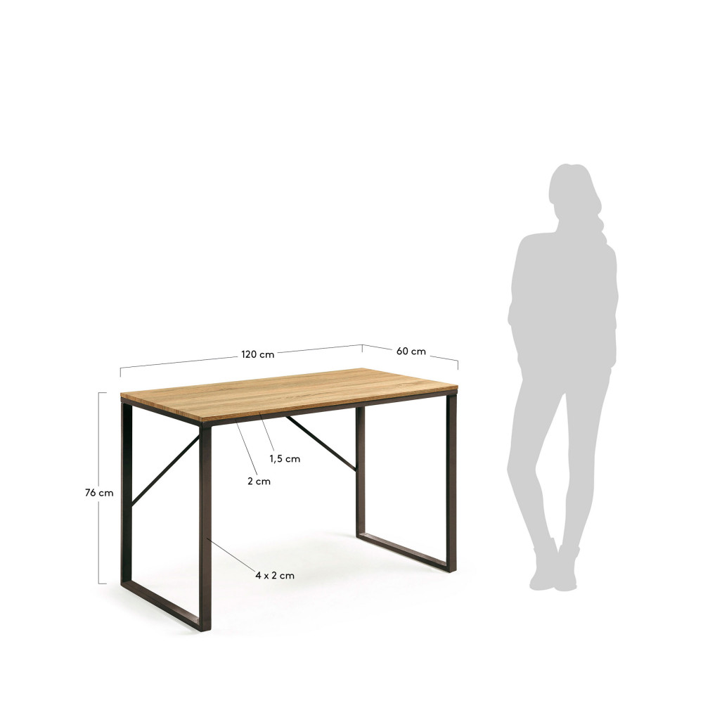 Table en bois et métal noir - Bureau style industriel - Largeur 120cm