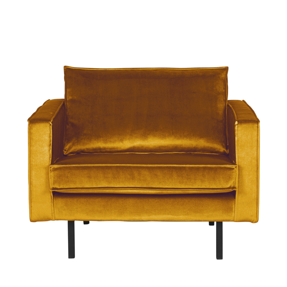 Bronco - Fauteuil vintage en velours - Couleur - Ocre