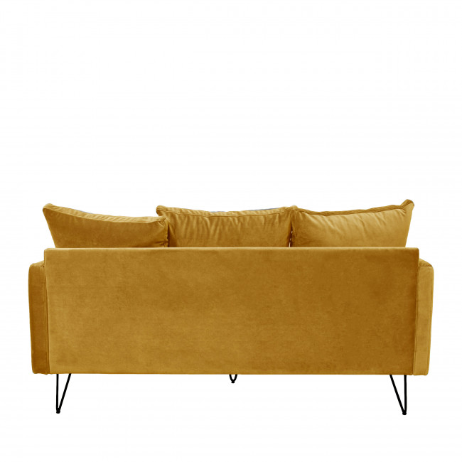 Villabon - Canapé en velours 3 places pieds noirs