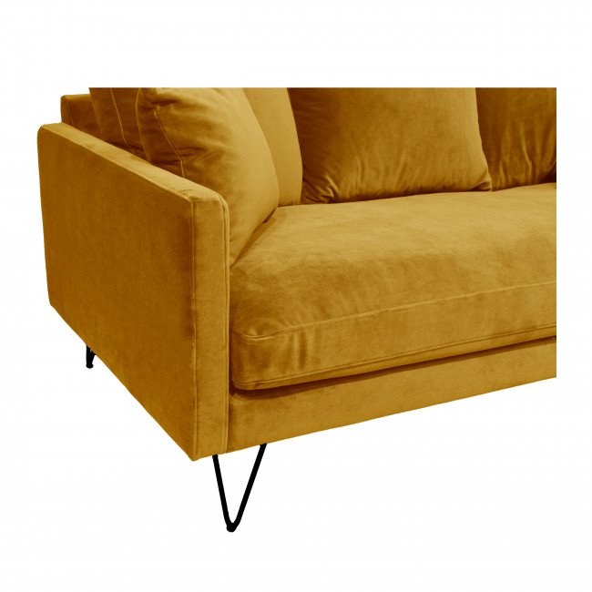 Villabon - Canapé en velours 3 places pieds noirs