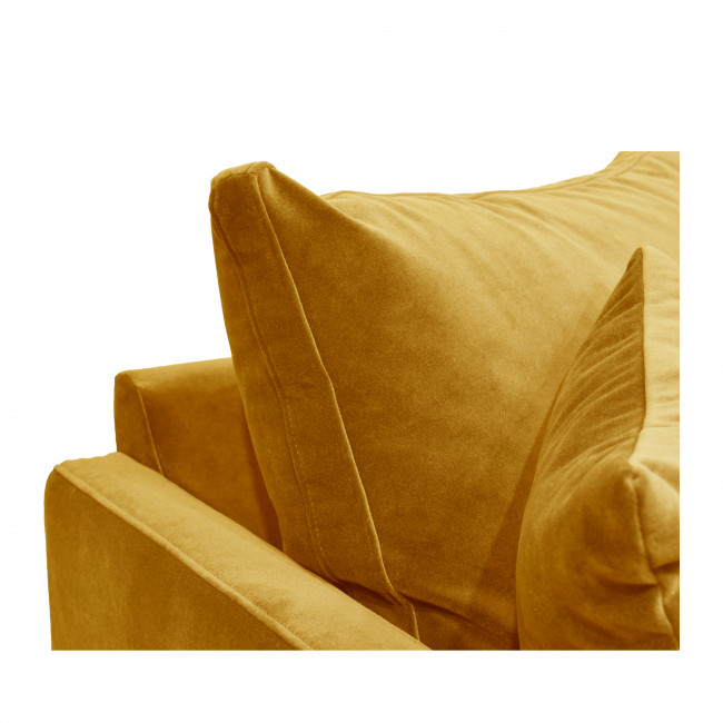 Villabon - Canapé en velours 3 places pieds noirs