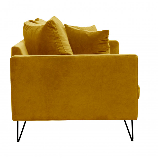 Villabon - Canapé en velours 3 places pieds noirs