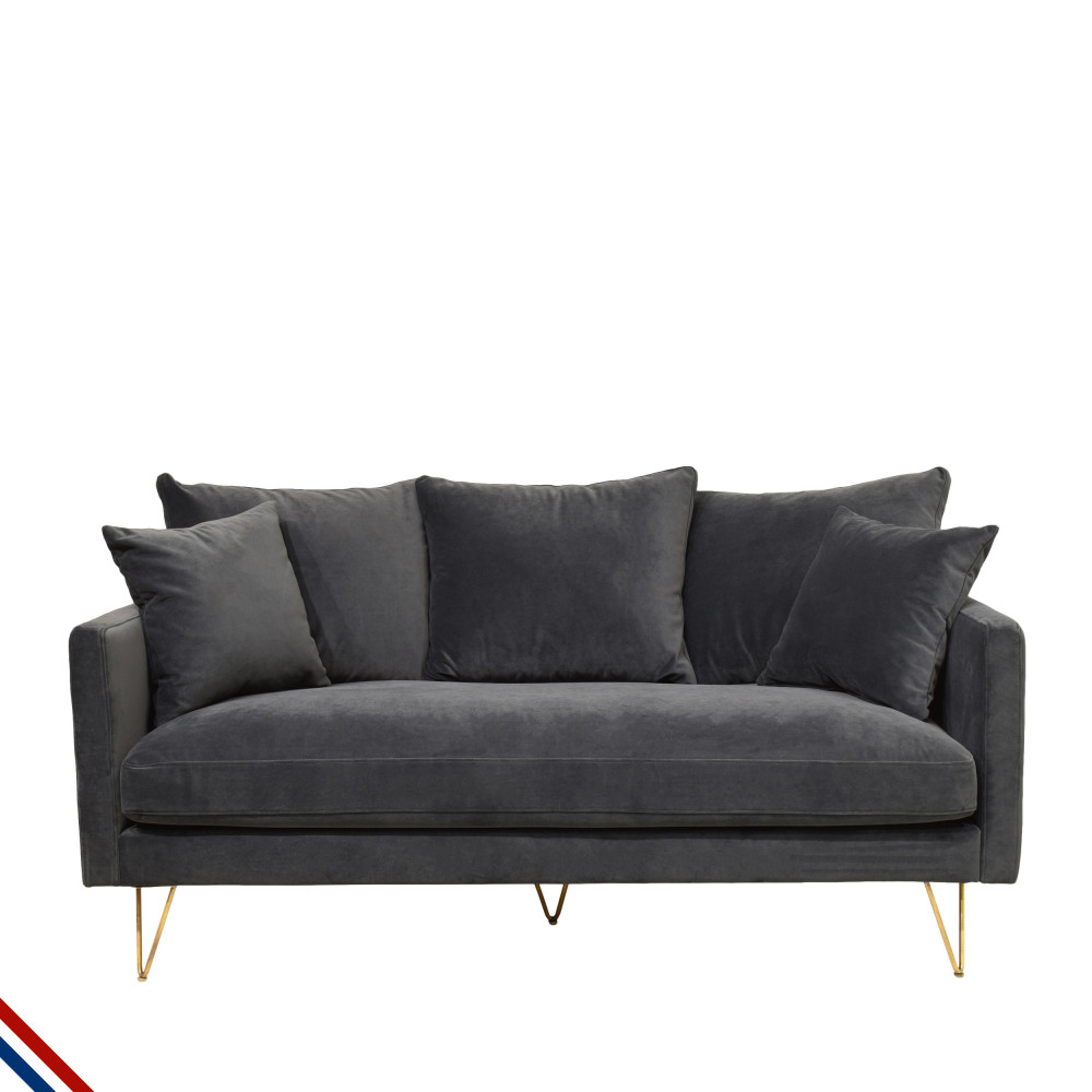 Canape 3 Places En Velours Pieds Dores Drawer Villabon Drawer