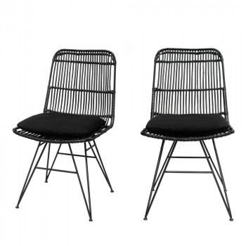 Chaise design en rotin noir Uyuni