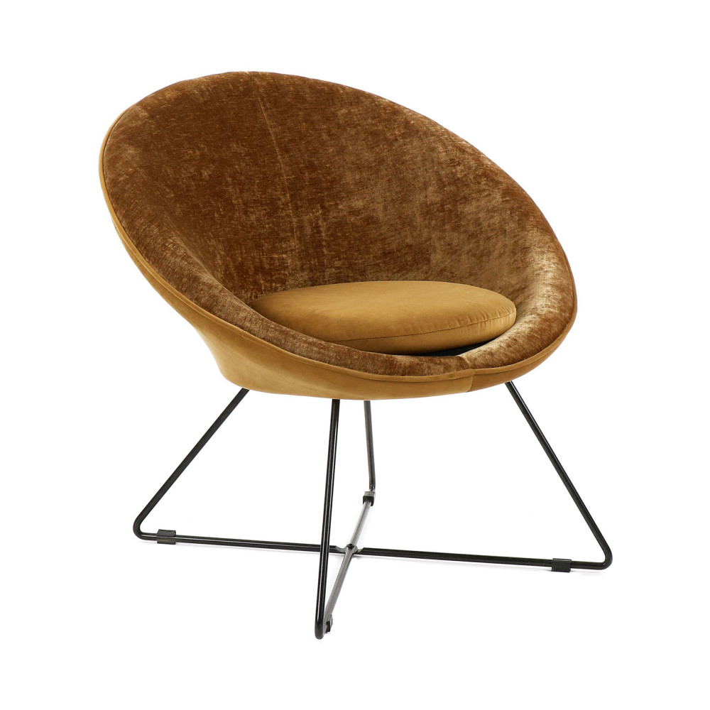 Garbo - Fauteuil en velours - Couleur - Caramel