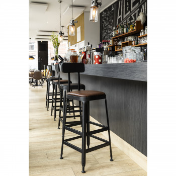 Chilly - 2 chaises de bar métal et similicuir 75cm