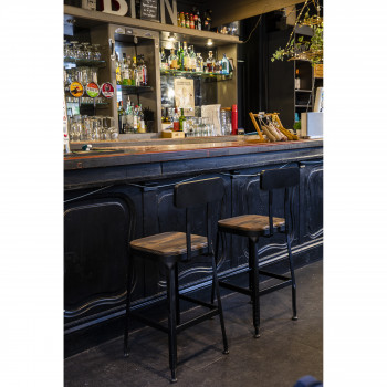 Chilly - 2 chaises de bar métal et bois 63cm