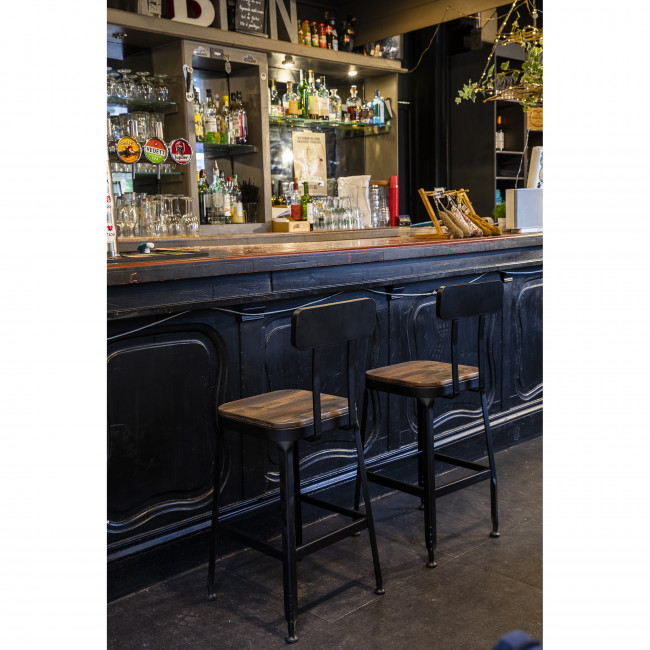 Chilly - 2 chaises de bar métal et bois 63cm
