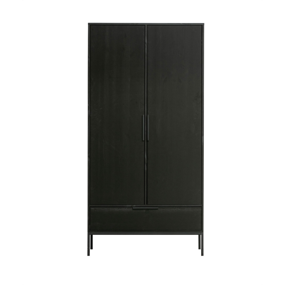 Adam - Armoire 2 portes 1 tiroir en bois - Couleur - Noir