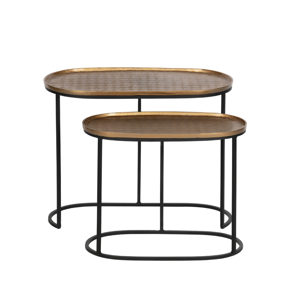 Embrace - 2 tables d'appoint gigognes en métal - Couleur - Laiton