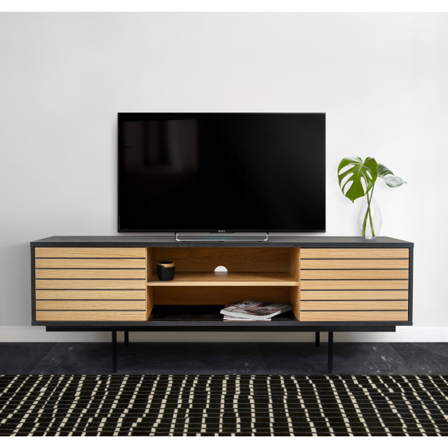 Stripe - Meuble TV design en bois et métal