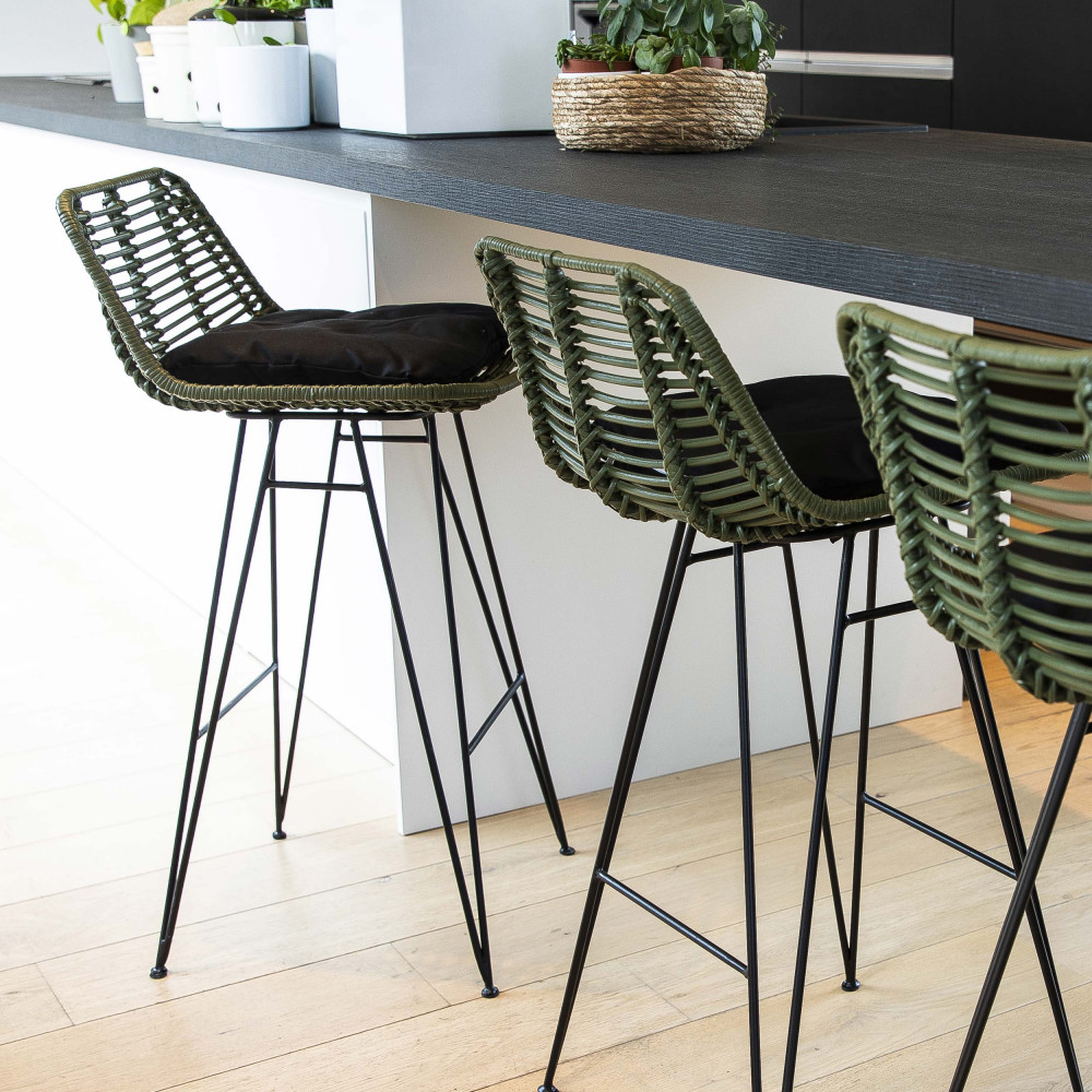 Chaise de bar design en rotin 69cm Capurgana Drawer