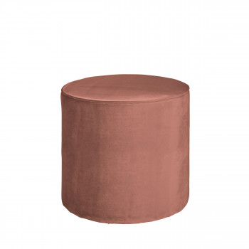 Pouf rond velours L Sara - Vieux rose