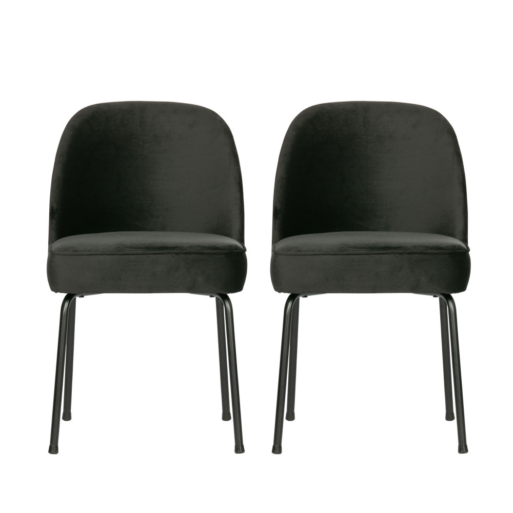 Vogue - Lot de 2 chaises design en velours - Couleur - Noir