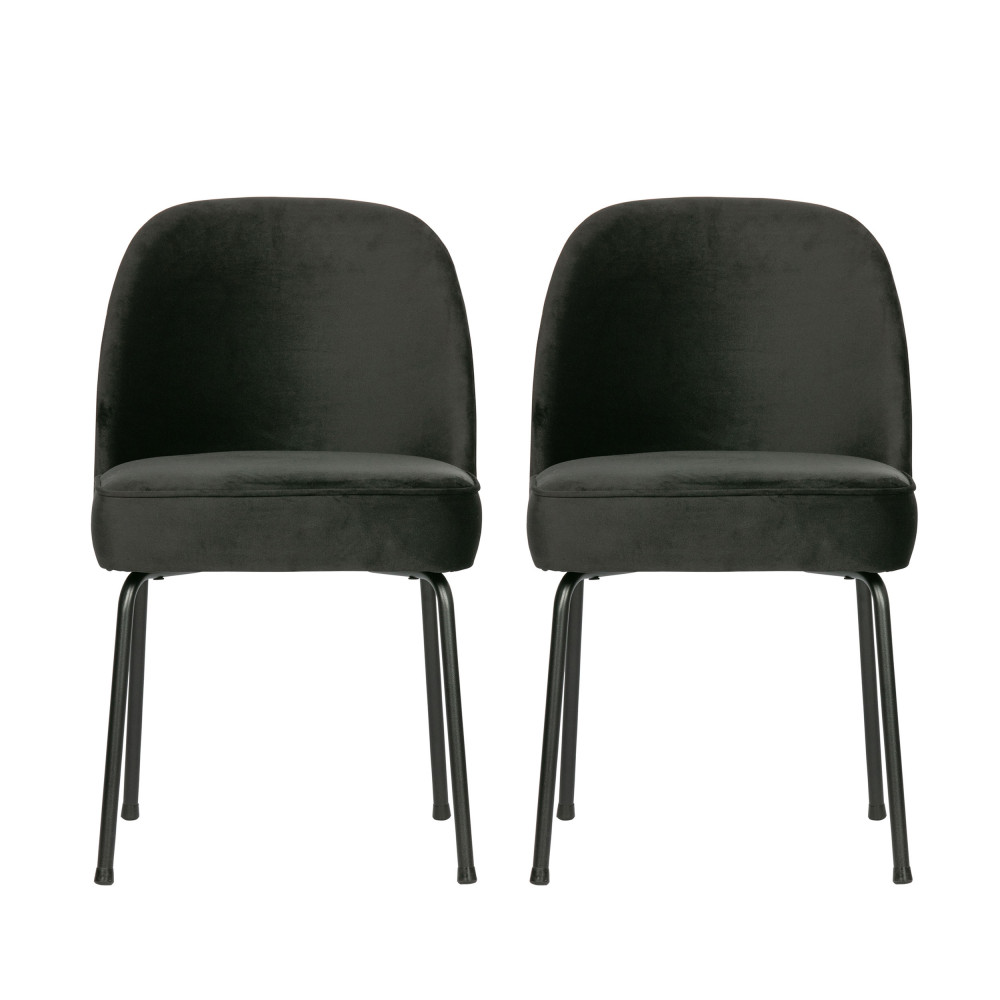 vogue - lot de 2 chaises design en velours - couleur - noir