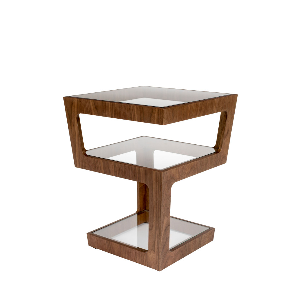 Glavo Table D Appoint En Bois Et Verre Drawer