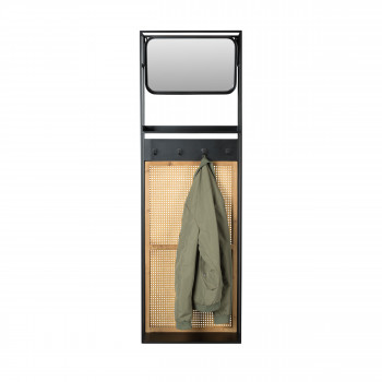 Langres - Vestiaire d'entrée avec miroir en métal et cannage