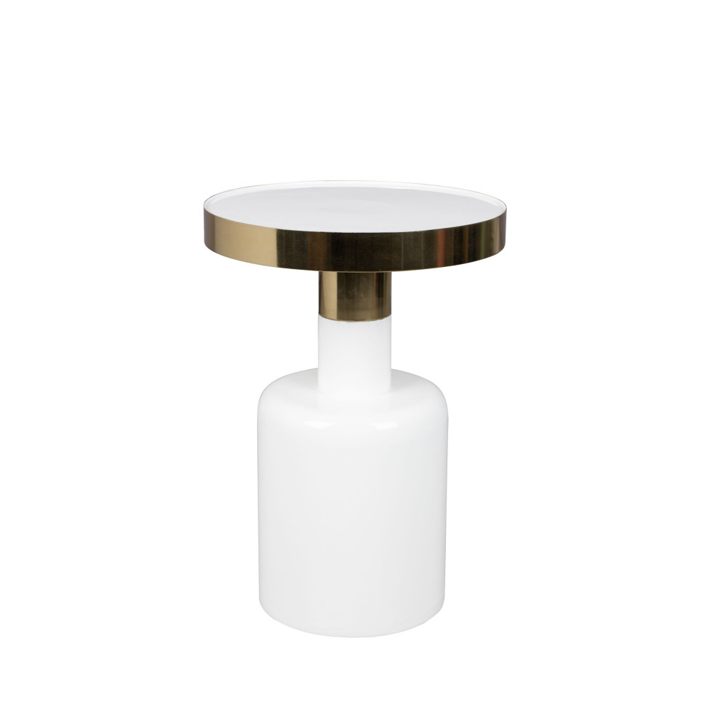 Glam - Table d'appoint ronde en métal ø36cm - Couleur - Blanc