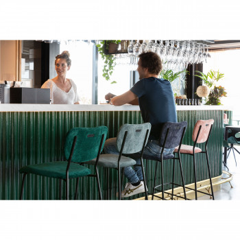 Benson - 2 tabourets de bar en velours côtelé 75cm