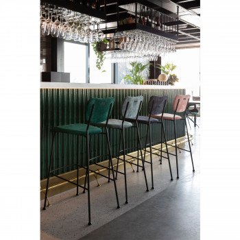 Benson - 2 tabourets de bar en velours côtelé 75cm