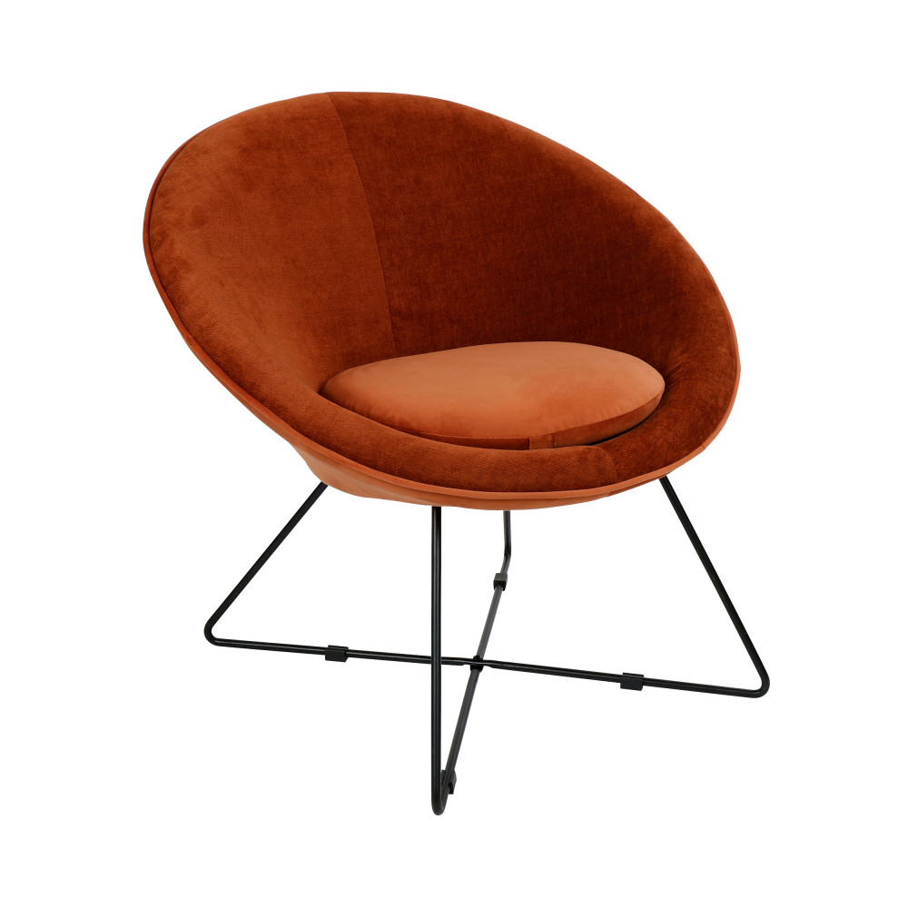 garbo - fauteuil en velours - couleur - rouille