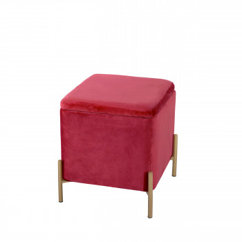 Snog - Tabouret en métal et velours - Rose