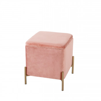Snog - Tabouret en métal et velours - Rose pastel