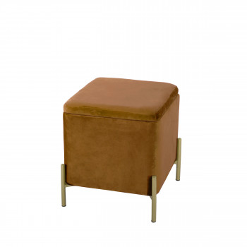 Snog - Tabouret en métal et velours - Cognac