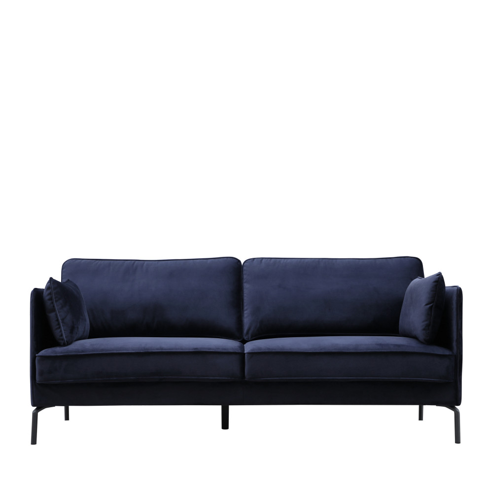 Somerdale - Canapé 3 places en velours - Couleur - Bleu marine
