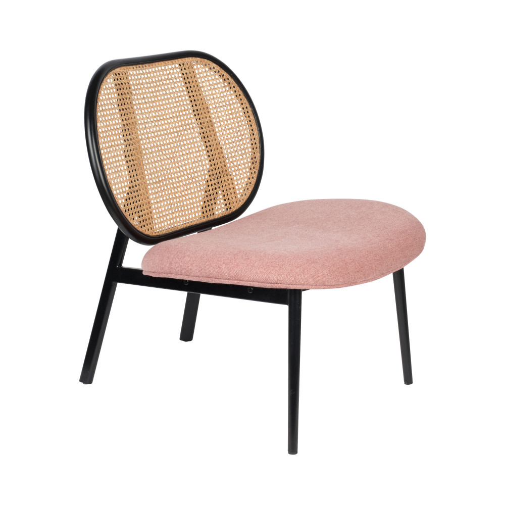 spike - fauteuil lounge en tissu et cannage - couleur - rose