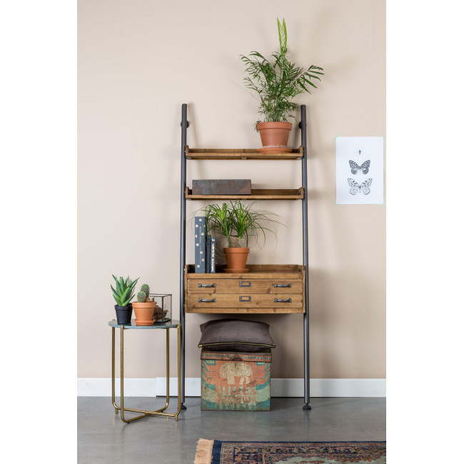 Table d'appoint marbre et laiton Timpa - Blanc craie