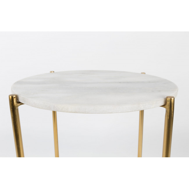 Table d'appoint marbre et laiton Timpa - Blanc craie