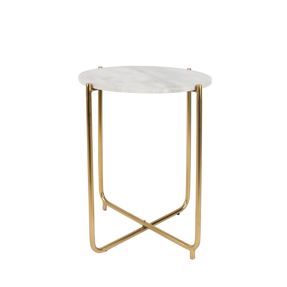 Timpa - Table d'appoint marbre et laiton - Couleur - Blanc craie