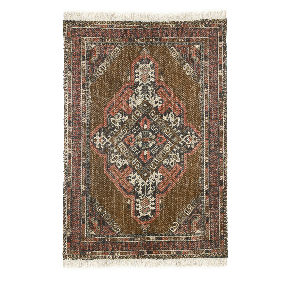 Dahmani - Tapis à franges d'inspiration orientale - Couleur - Marron, Dimensions - 120x180 cm
