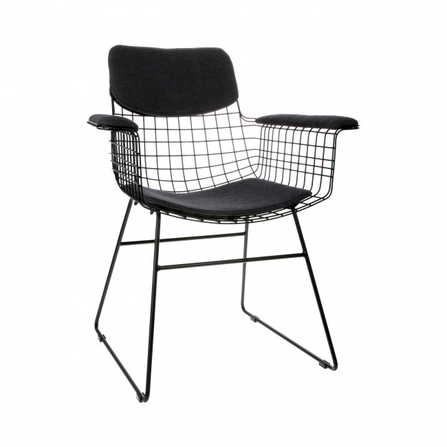 Aslaug - Kit confort en tissu pour fauteuil de table en métal quadrillé