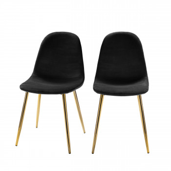 Lot de 2 chaises design en velours pieds dorés Vitikko