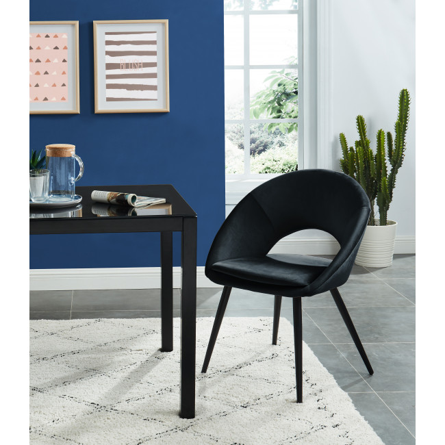 Kablar - Chaise en velours - Noir