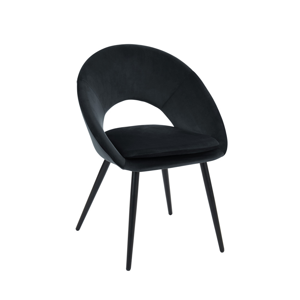 Kablar - Fauteuil de table en velours - Couleur - Noir