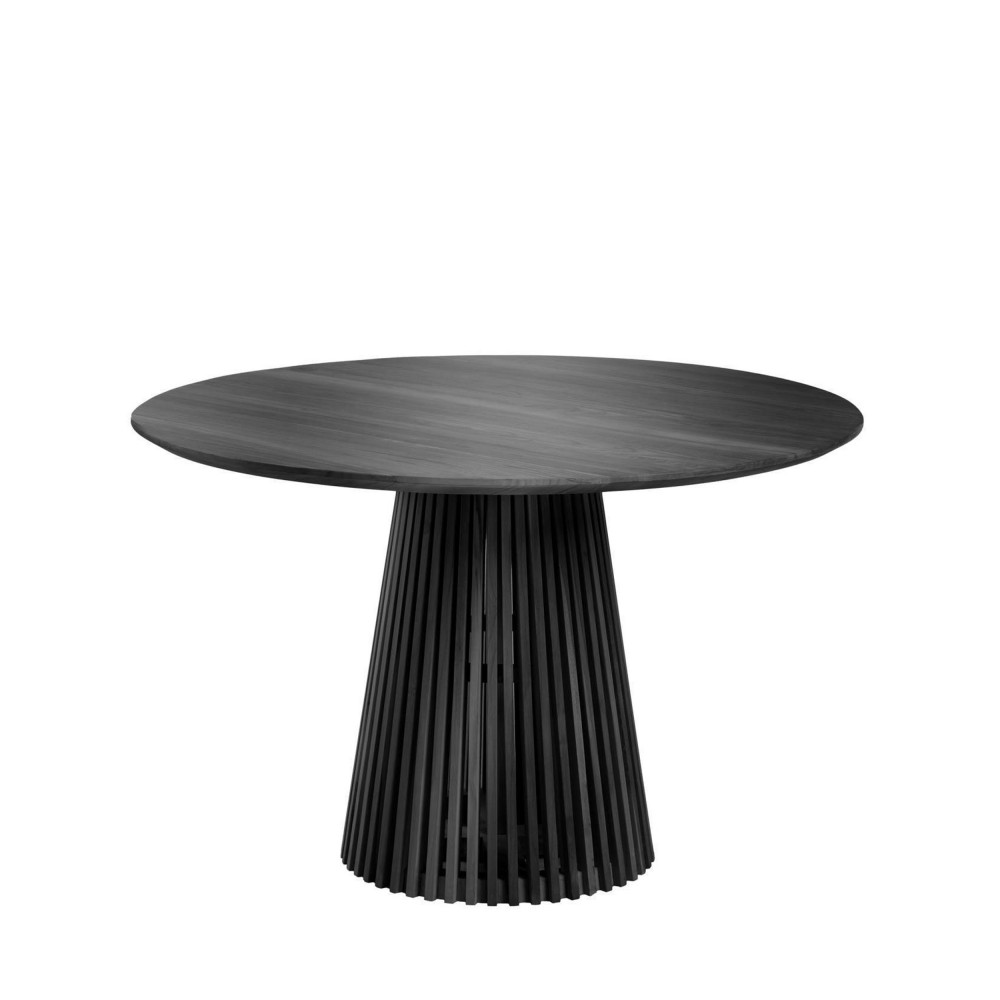 Jeanette - Table à manger ronde teck ø120cm - Couleur - Noir