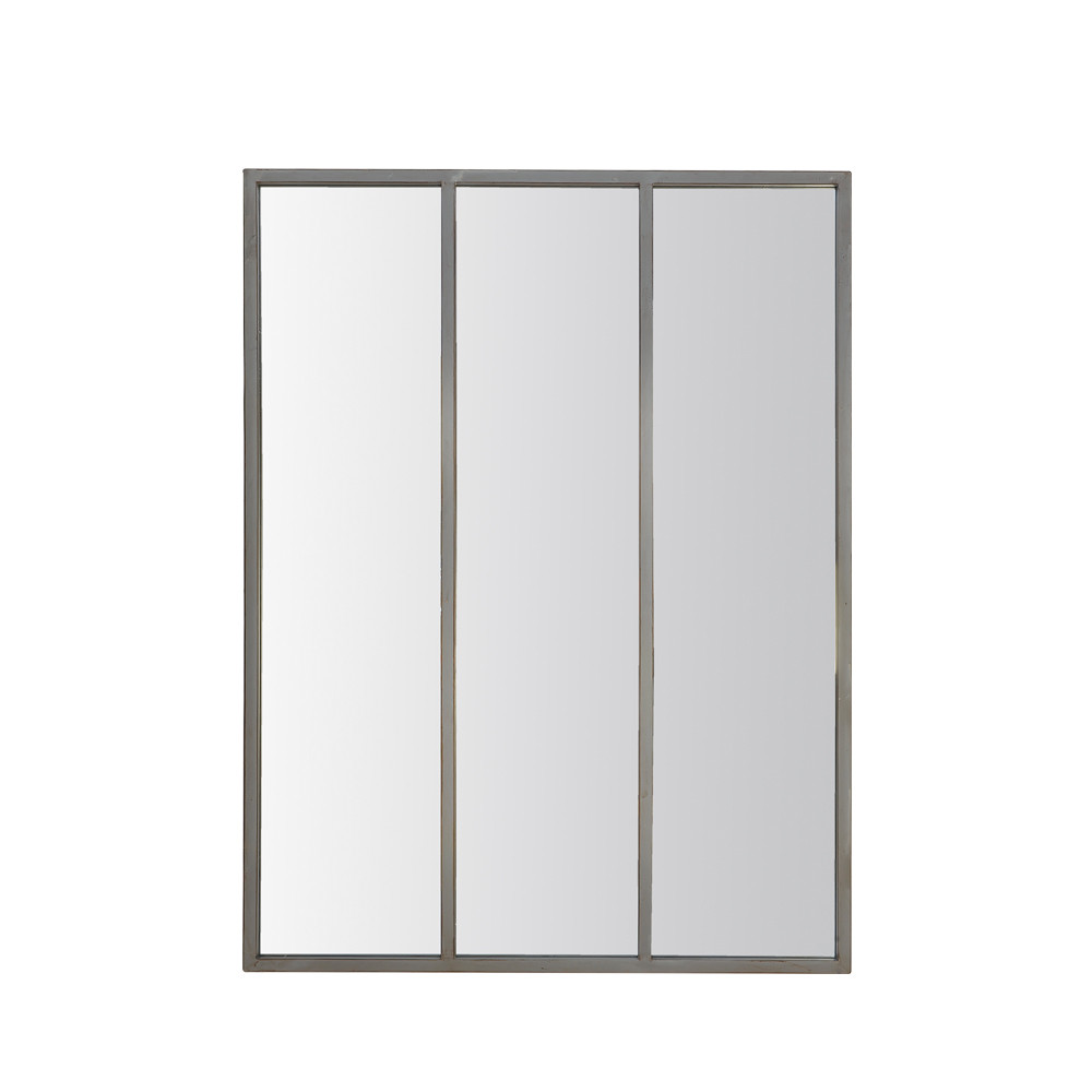 Léon - Miroir verrière style industriel 90x120 - Couleur - Argent